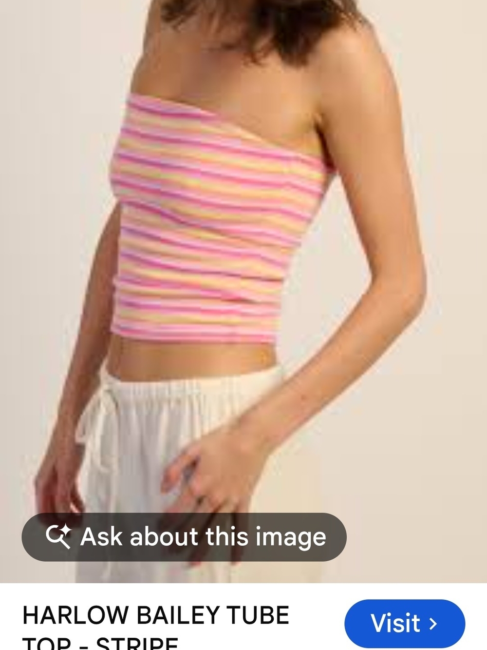 Harlow Pink, Yellow & Cream Striped Tube Top